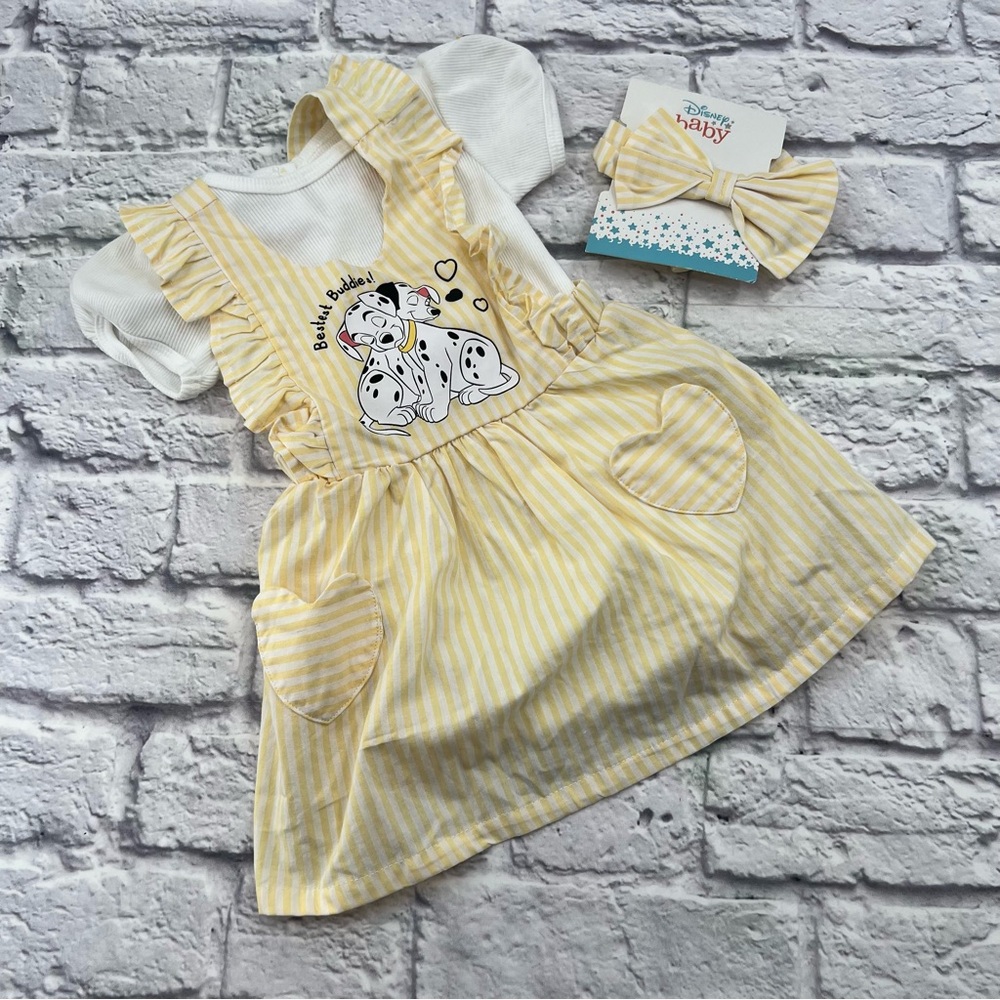 Disney Yellow and White Dalmatian Kids Matching Set 12 Month Yellow White
